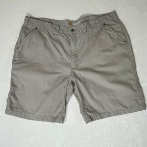 CARHARTT Men’s Relaxed Fit Flat Front Shorts – Light Khaki, Size 44